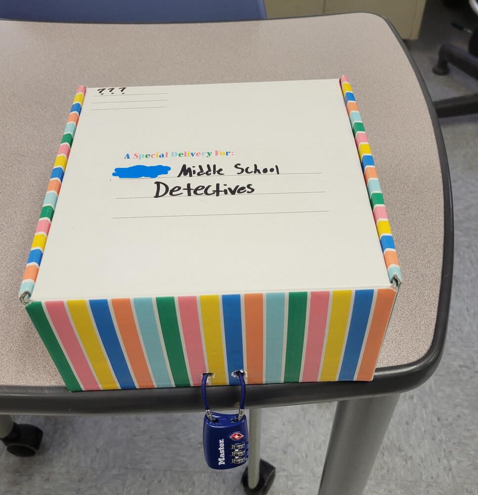 Middle School Detectives A locked box that says "Middle School Detectives."